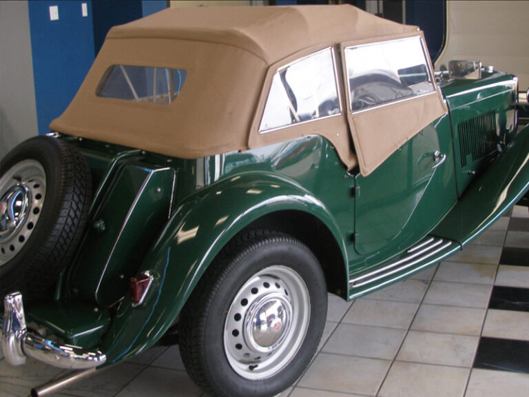 MG TD (3 Bow Frame) side curtains, produced in Haartz Stayfast Canvas