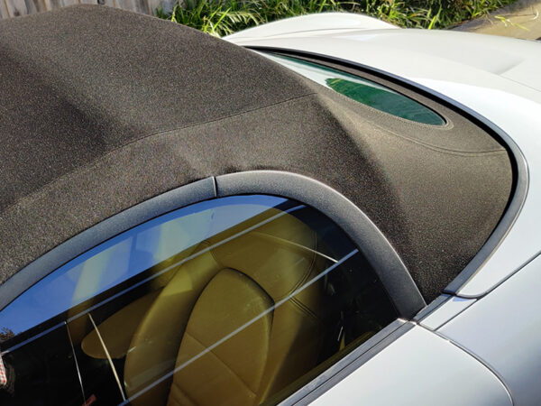Porsche Boxster 986 soft top, produced in Haartz Twillfast RPC and comes with plastic window, side cable assembly installed, factory style seams and no binding - Image 2
