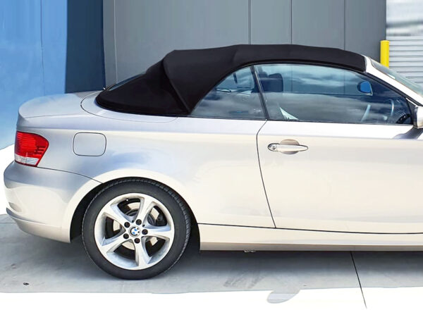 BMW 1 Series, E88 (128i, 135i, M1 etc.) soft top, produced in Haartz Twillfast RPC and comes with heated hard glass window and rain guard edge - Image 2
